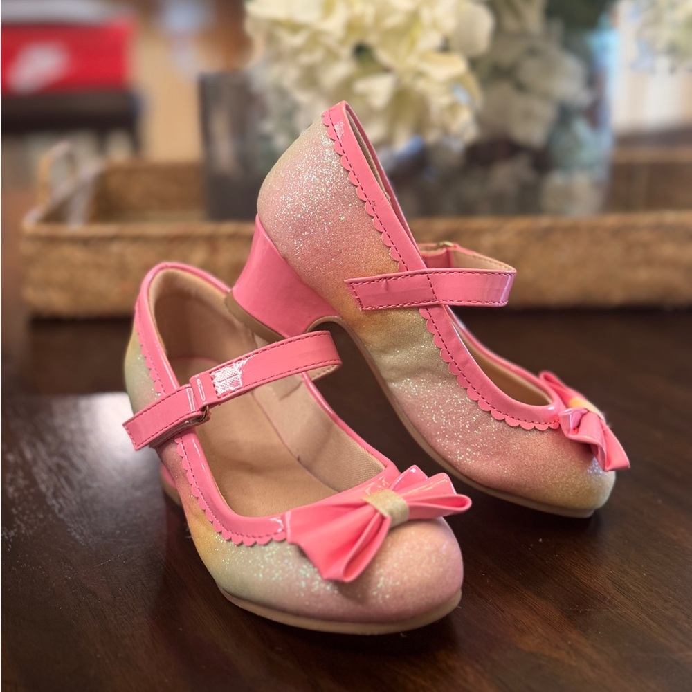 Blush Pink Dress Shoes with Bow and Ankle Strap